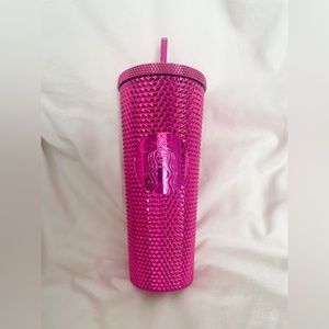 Starbucks 2022 Holiday Sangria Metallic Pink Bling Studded Tumbler Venti 24oz